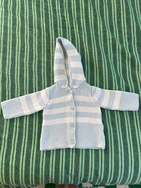 Hanna Andersson baby blue stripe sweater with hood